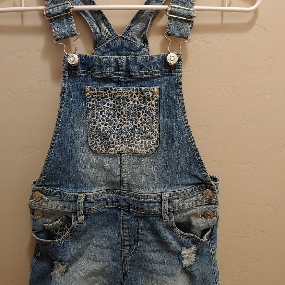 Girls Denim Flower Overalls 10/12